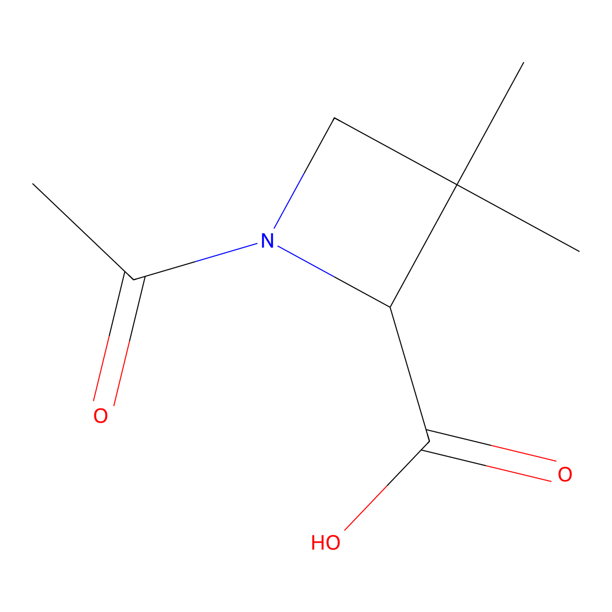 1-Acetyl-3,3-dimethylazetidine-2-carboxylic acid molecular structure, CAS 2148615-89-6