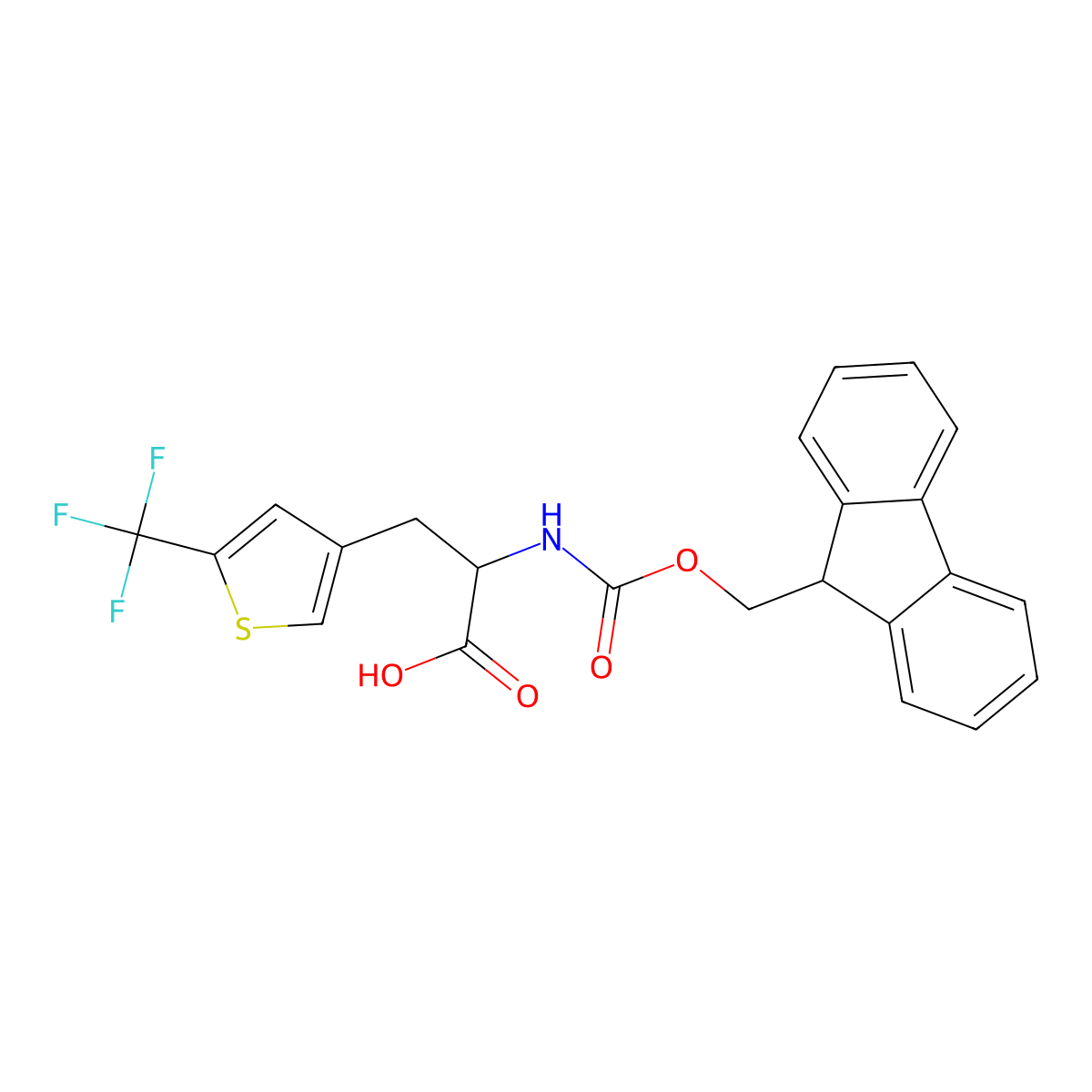 2-({[(9H-fluoren-9-yl)methoxy]carbonyl}amino)-3-[5-(trifluoromethyl)thiophen-3-yl]propanoic acid molecular structure, CAS 2148661-04-3