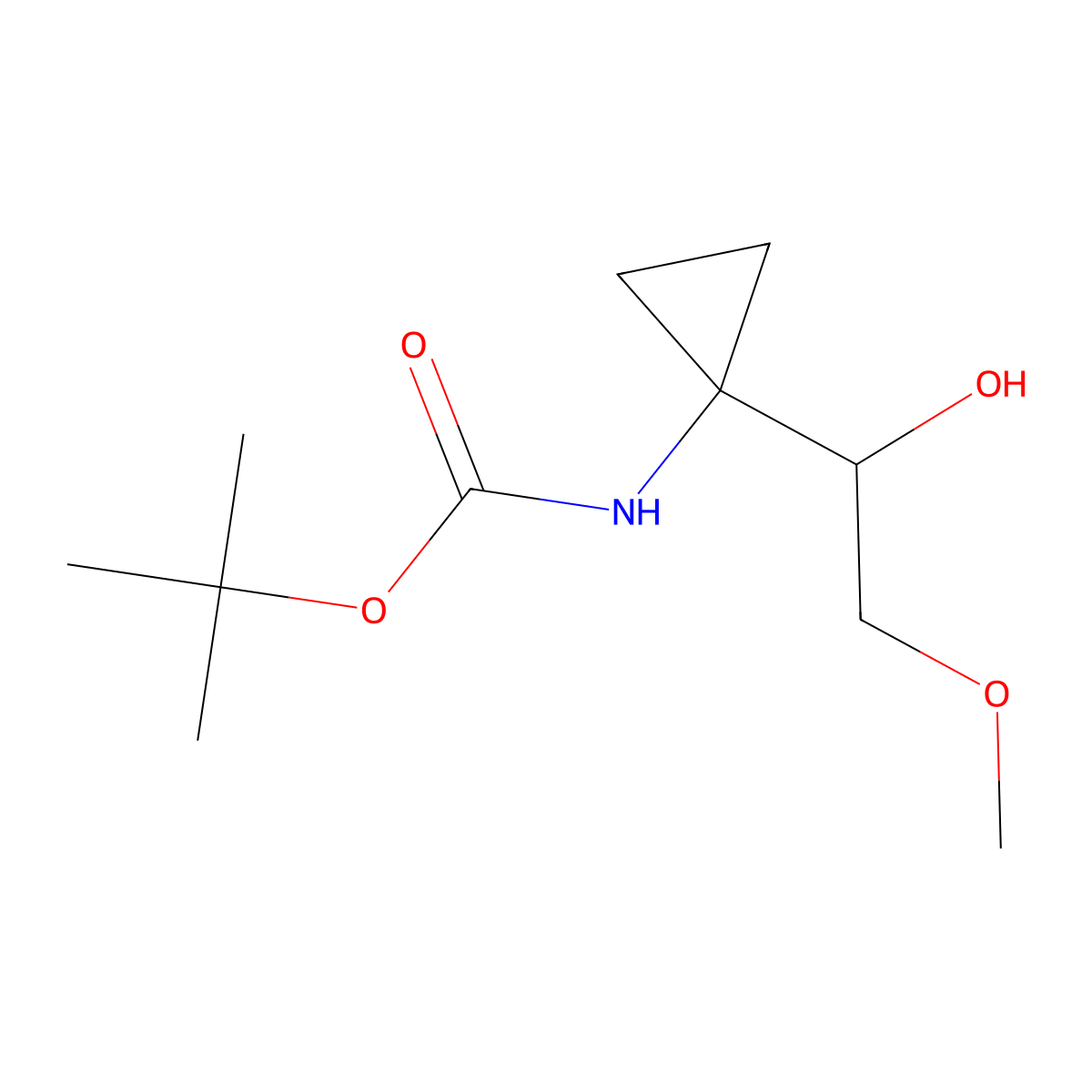 tert-butyl N-[1-(1-hydroxy-2-methoxyethyl)cyclopropyl]carbamate molecular structure, CAS 2148674-33-1