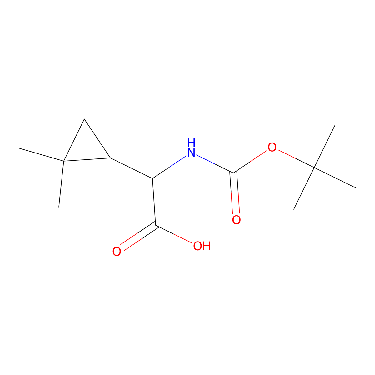 2-{[(Tert-butoxy)carbonyl]amino}-2-(2,2-dimethylcyclopropyl)acetic acid molecular structure, CAS 2148678-10-6