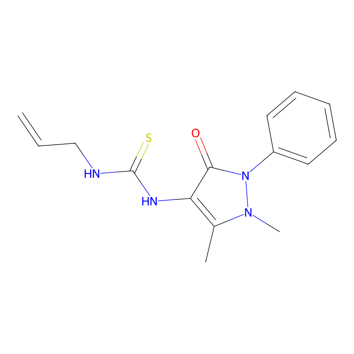 1-Allyl-3-(1,5-dimethyl-3-oxo-2-phenyl-2,3-dihydro-1H-pyrazol-4-YL)-thiourea molecular structure, CAS 21487-33-2