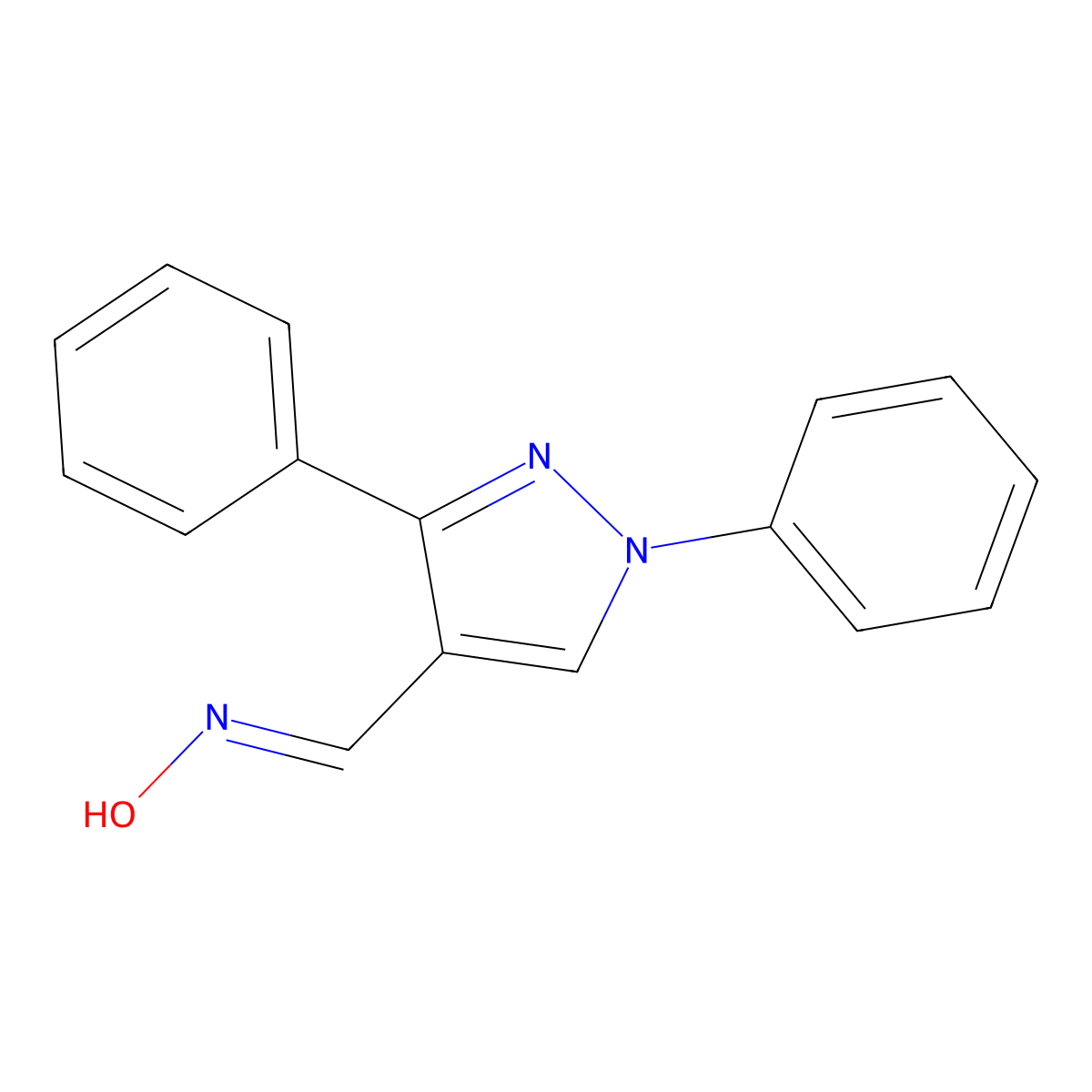 1,3-Diphenyl-1H-pyrazole-4-carboxaldehyde oxime molecular structure, CAS 21487-46-7