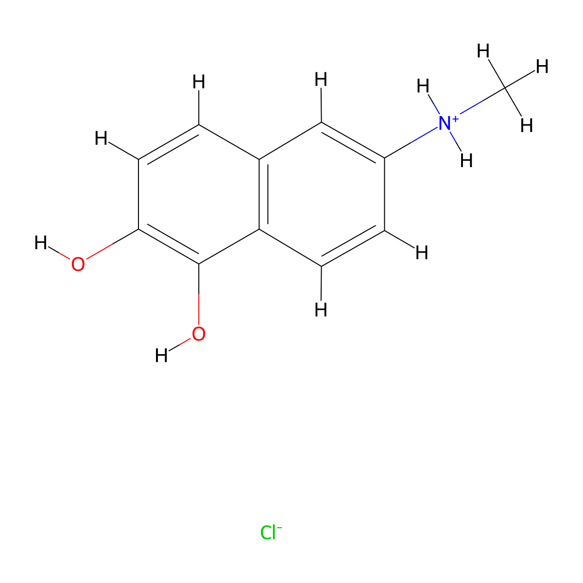 1,2-Naphthalenediol, 6-methylamino-, hydrochloride molecular structure, CAS 21489-78-1