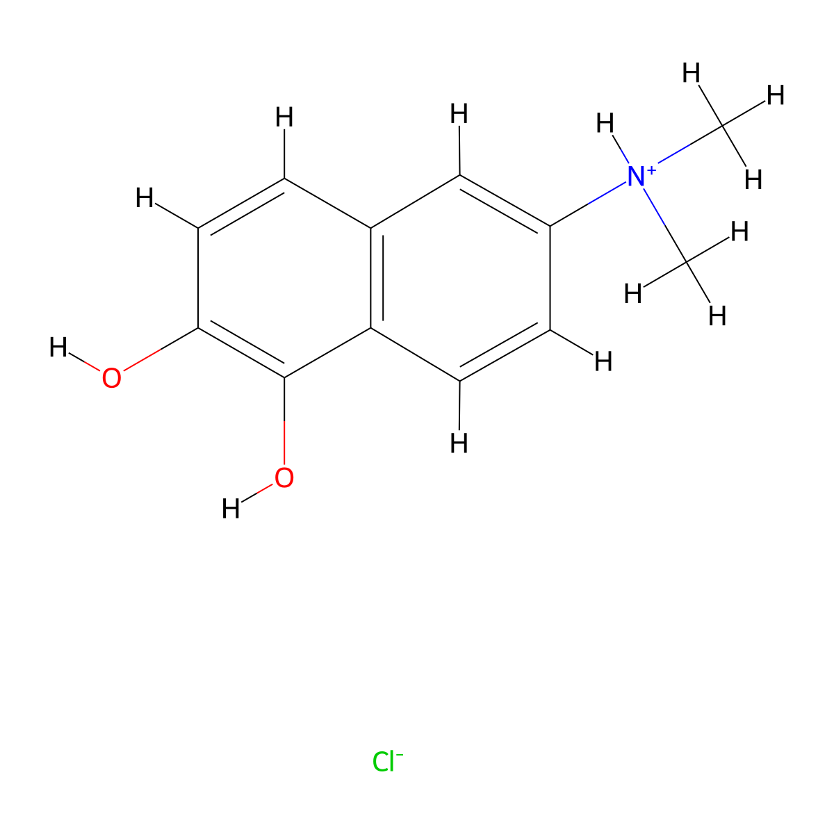 6-(Dimethylamino)naphthalene-1,2-diol--hydrogen chloride (1/1) molecular structure, CAS 21489-79-2