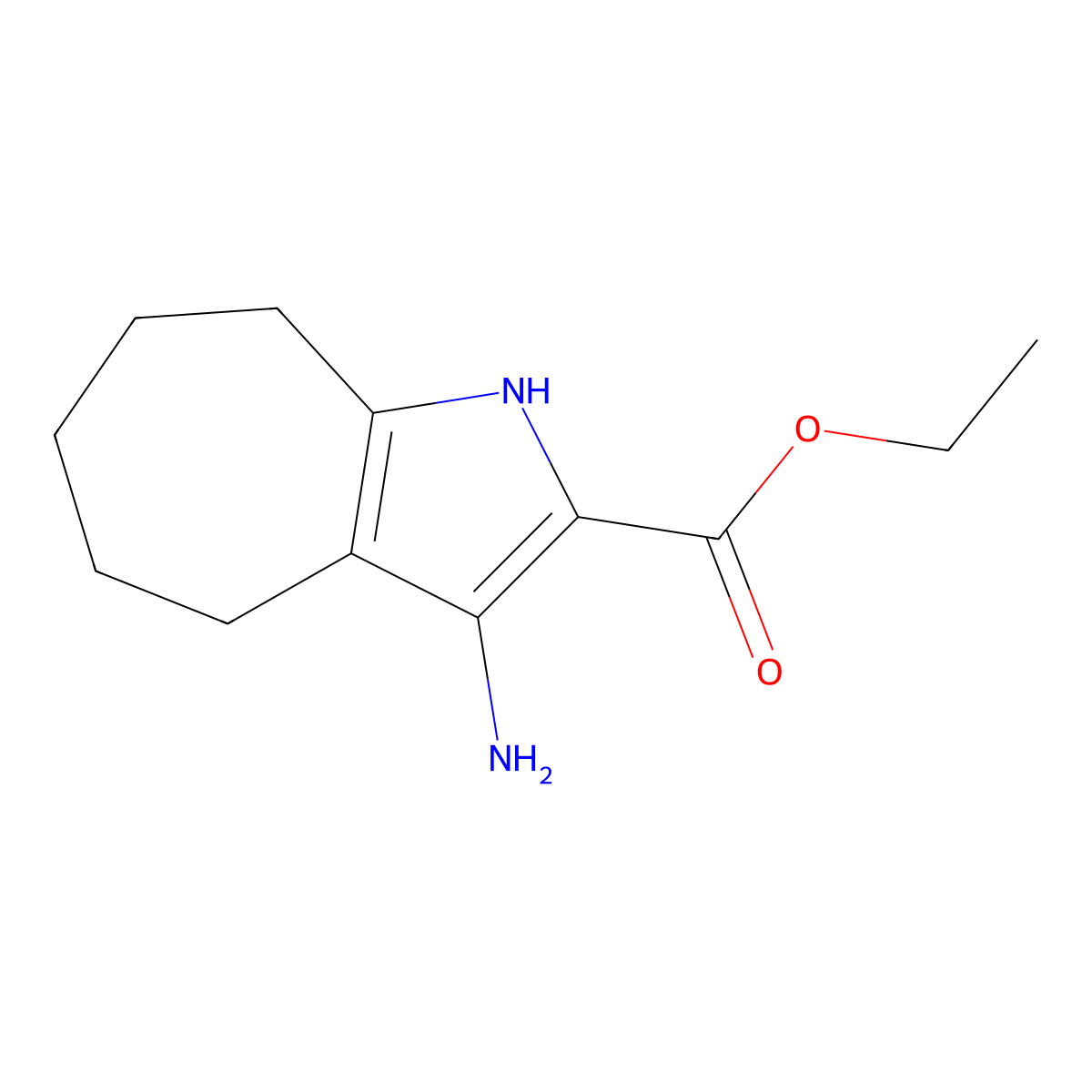 Ethyl 3-amino-1,4,5,6,7,8-hexahydrocyclohepta[b]pyrrole-2-carboxylate molecular structure, CAS 2148923-28-6