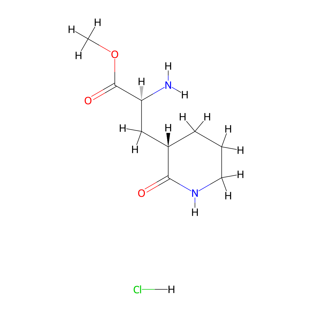 Methyl (2S)-2-amino-3-[(3S)-2-oxopiperidin-3-yl]propanoate hydrochloride molecular structure, CAS 2148975-91-9