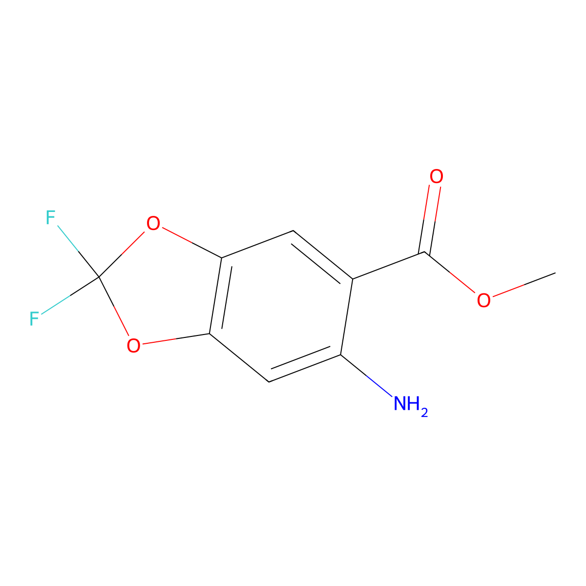 Methyl 6-amino-2,2-difluoro-1,3-dioxaindane-5-carboxylate molecular structure, CAS 2149003-12-1
