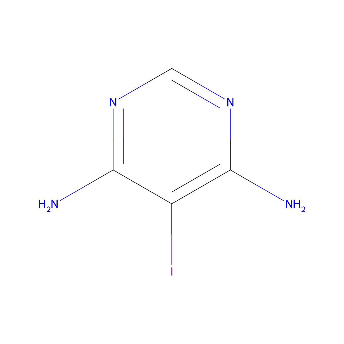 4,6-Pyrimidinediamine, 5-iodo- molecular structure, CAS 214907-09-2