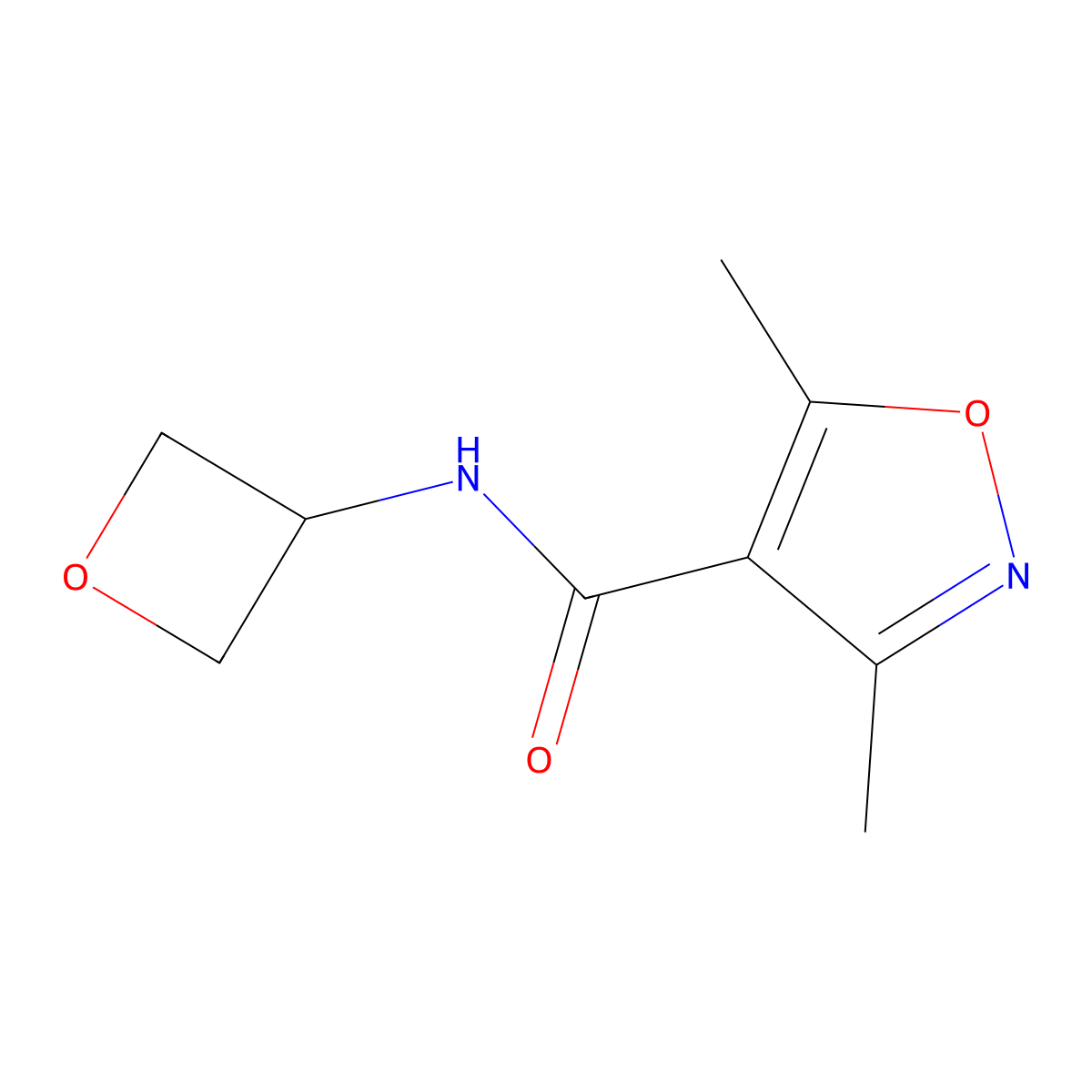 3,5-dimethyl-N-(oxetan-3-yl)-1,2-oxazole-4-carboxamide molecular structure, CAS 2149158-55-2