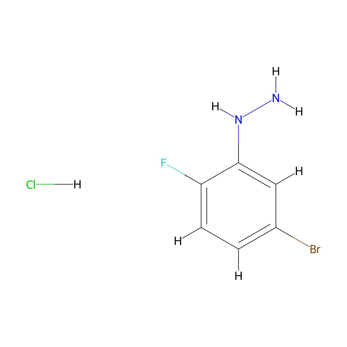 5-Bromo-2-fluorophenylhydrazine hydrochloride molecular structure, CAS 214916-08-2