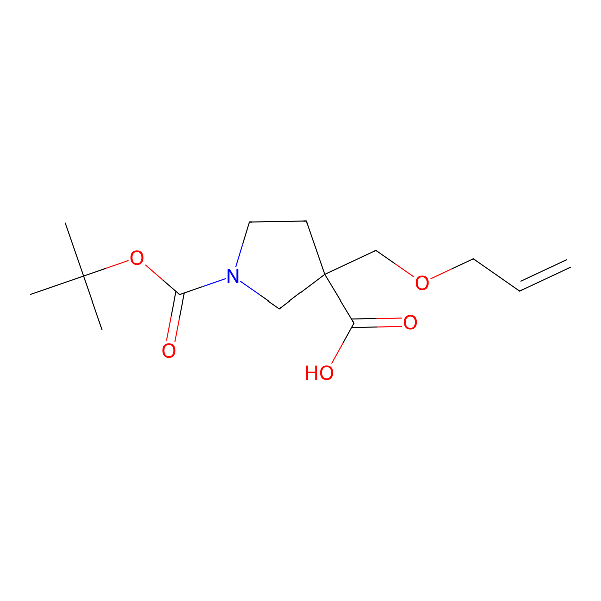 1-[(Tert-butoxy)carbonyl]-3-[(prop-2-en-1-yloxy)methyl]pyrrolidine-3-carboxylic acid molecular structure, CAS 2149185-87-3