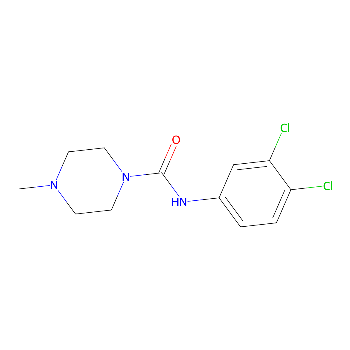 N-(3,4-dichlorophenyl)-4-methylpiperazine-1-carboxamide molecular structure, CAS 21492-28-4