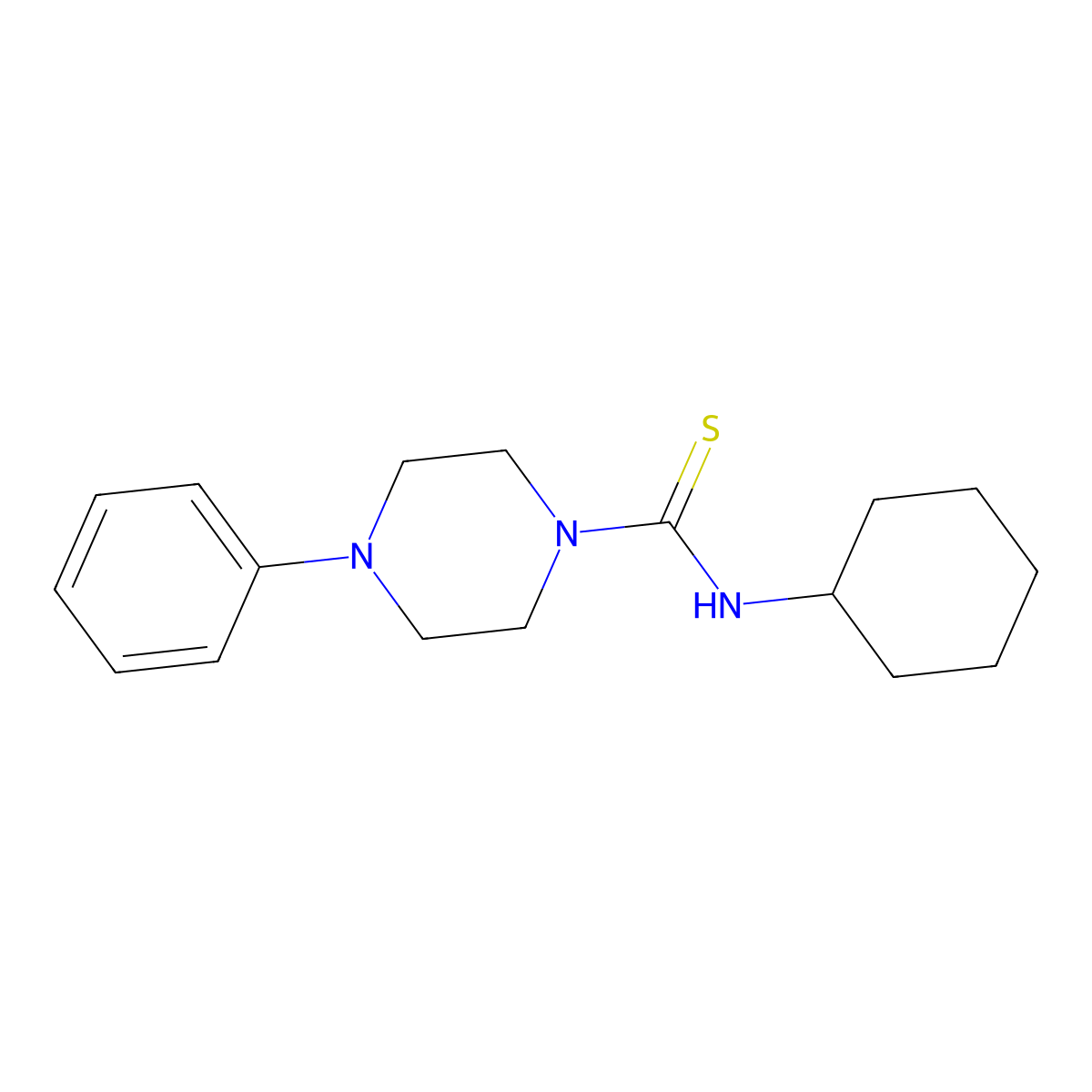 N-cyclohexyl-4-phenylpiperazine-1-carbothioamide molecular structure, CAS 21492-29-5