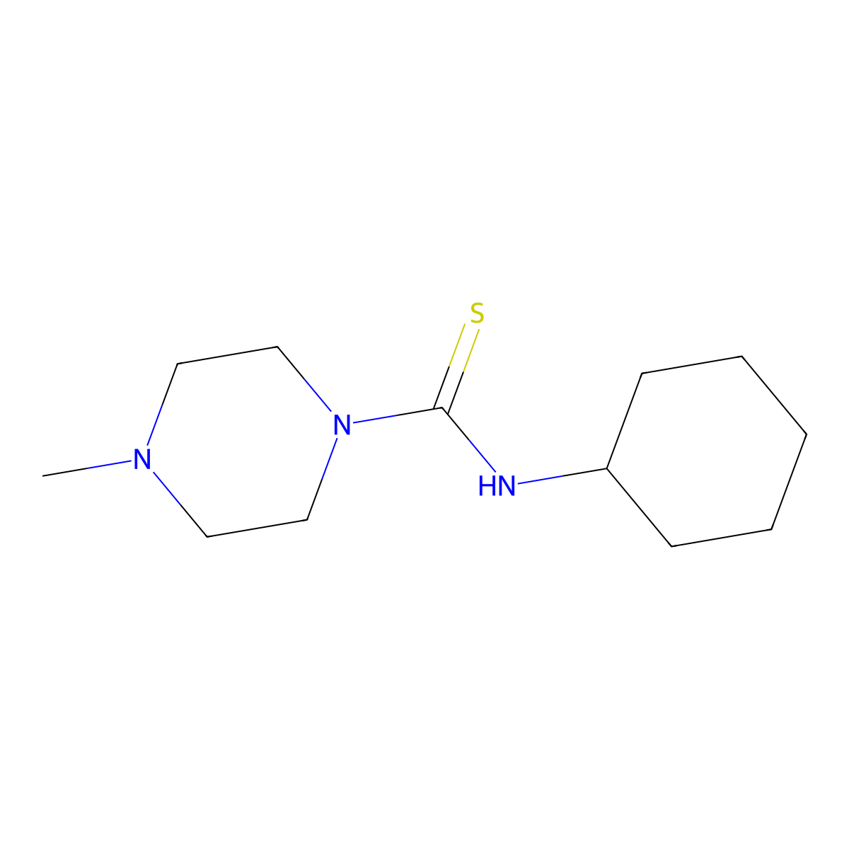 N-cyclohexyl-4-methylpiperazine-1-carbothioamide molecular structure, CAS 21492-30-8