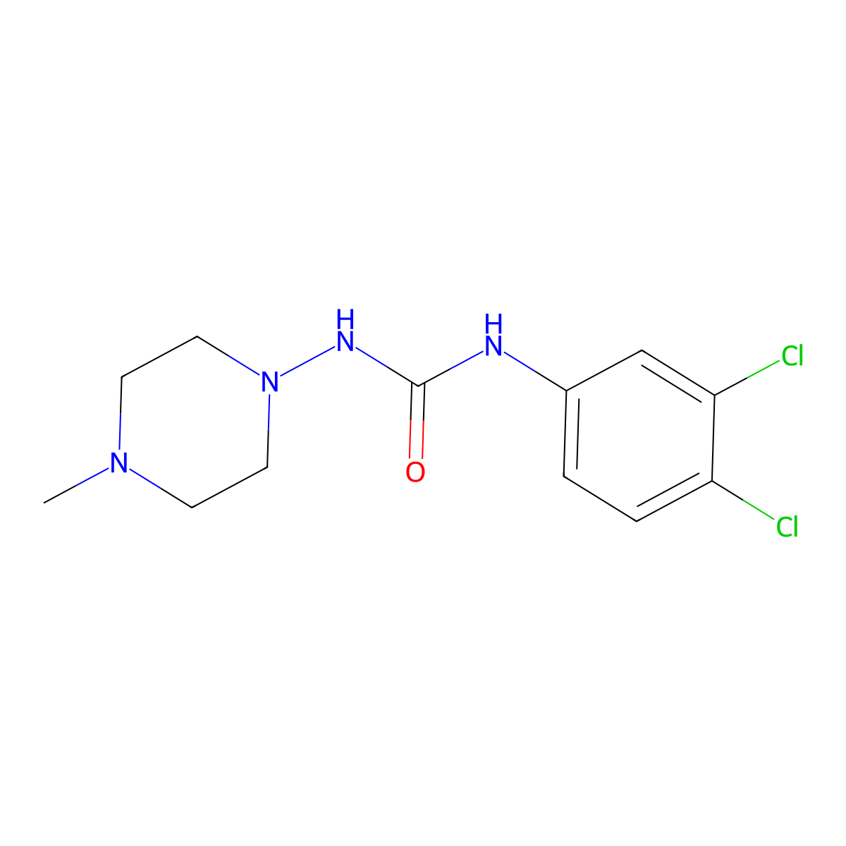 1-(3,4-Dichlorophenyl)-3-(4-methylpiperazin-1-yl)urea molecular structure, CAS 21492-35-3