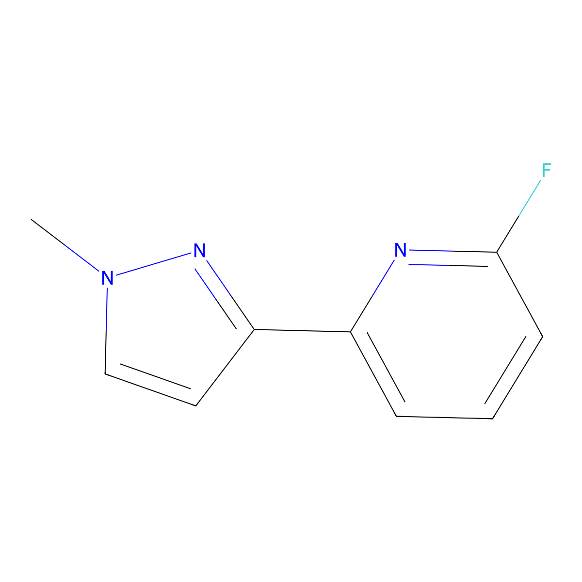 2-Fluoro-6-(1-methyl-1H-pyrazol-3-yl)pyridine molecular structure, CAS 2149204-12-4