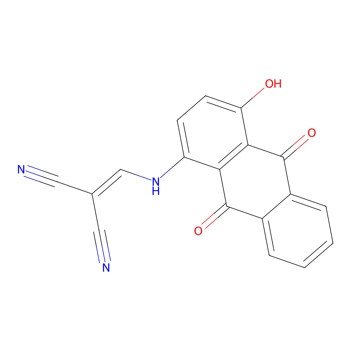 (((4-Hydroxy-9,10-dioxoanthryl)amino)methylene)methane-1,1-dicarbonitrile molecular structure, CAS 21493-27-6