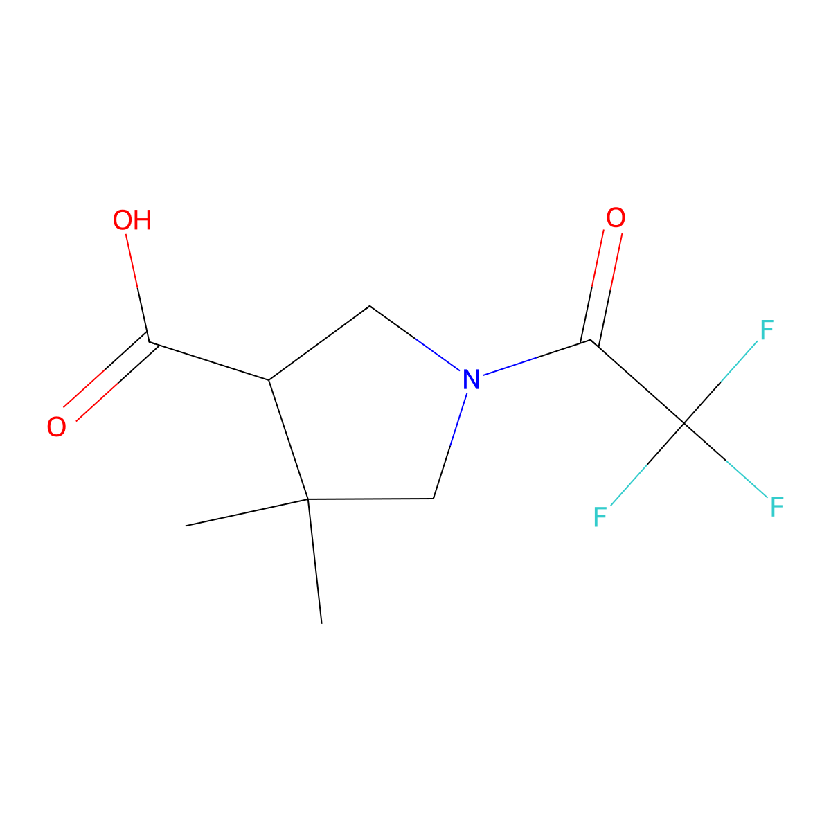4,4-Dimethyl-1-(trifluoroacetyl)pyrrolidine-3-carboxylic acid molecular structure, CAS 2149545-37-7