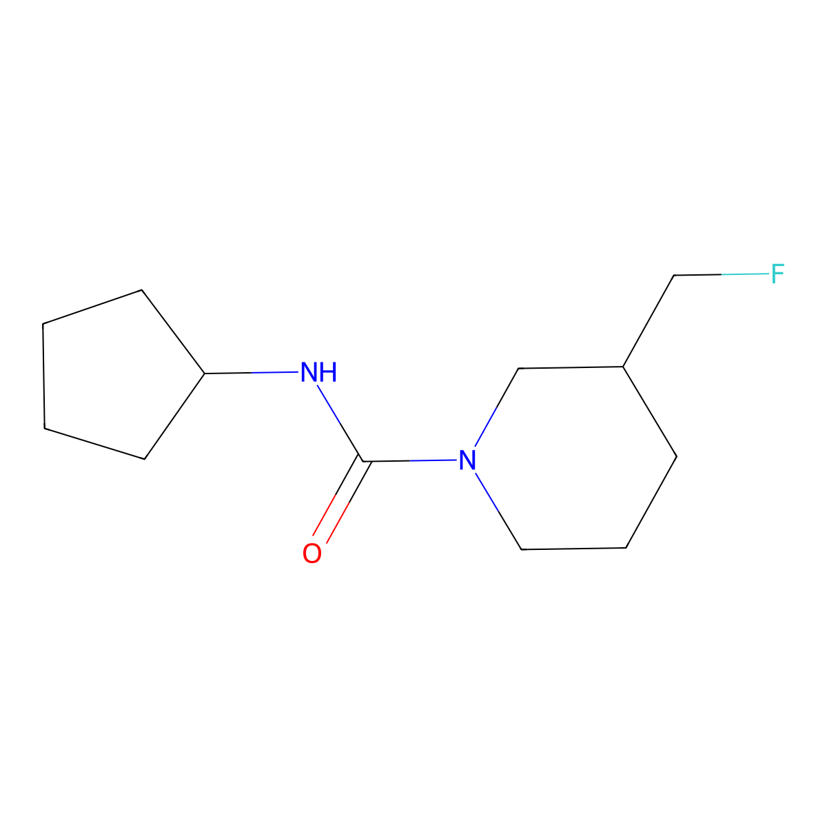 N-cyclopentyl-3-(fluoromethyl)piperidine-1-carboxamide molecular structure, CAS 2149559-27-1