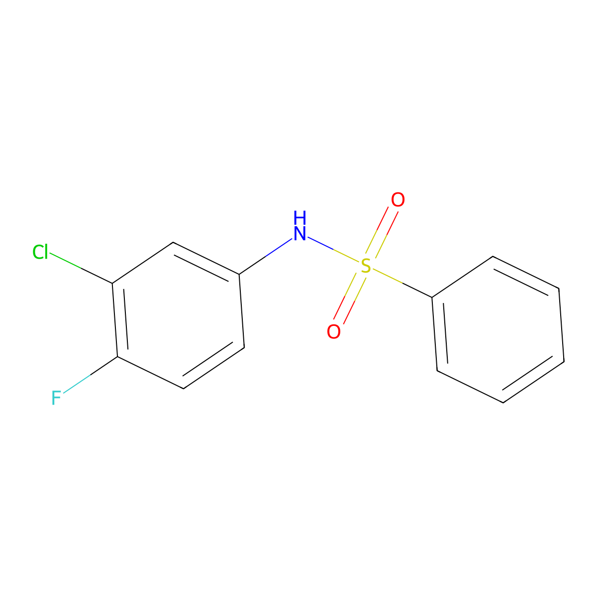 N-(3-chloro-4-fluorophenyl)benzenesulfonamide molecular structure, CAS 214956-16-8