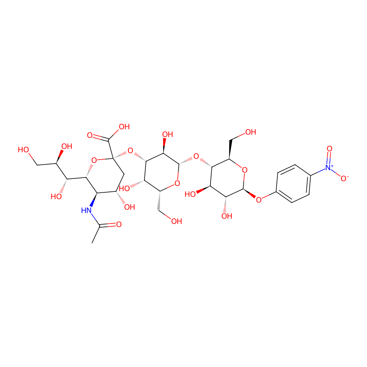Neu5Ac|A(2-3)Gal|A(1-4)Glc-|A-pNP molecular structure, CAS 2149582-14-7