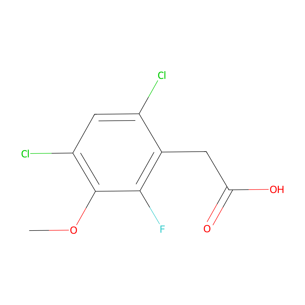 4,6-Dichloro-2-fluoro-3-methoxyphenylacetic acid molecular structure, CAS 2149589-78-4