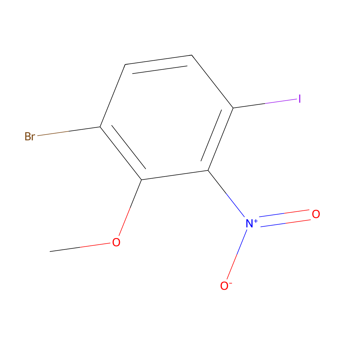 1-Bromo-4-iodo-2-methoxy-3-nitrobenzene molecular structure, CAS 2149590-17-8