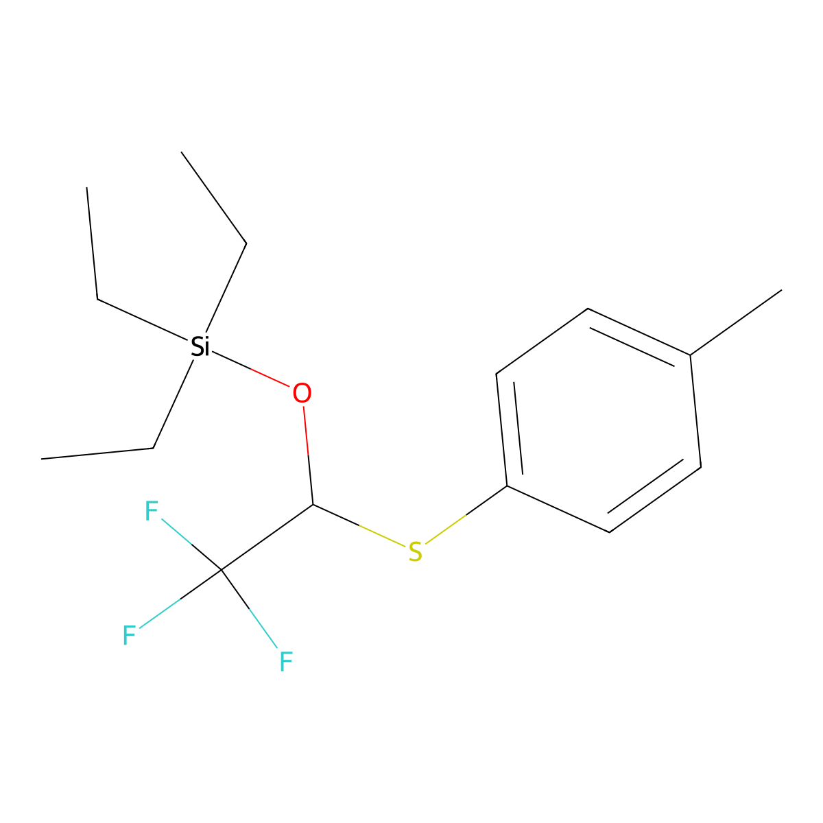 (1-[(4-Methylphenyl)sulfanyl]-2,2,2-trifluoroethoxy)triethylsilane molecular structure, CAS 2149590-39-4