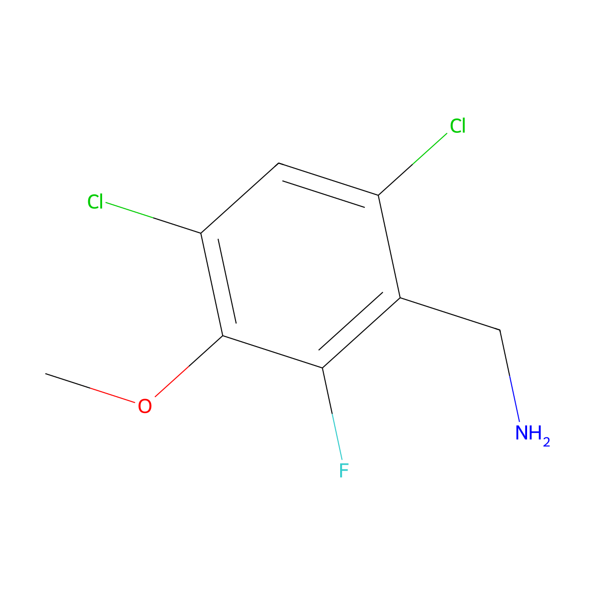 4,6-Dichloro-2-fluoro-3-methoxybenzylamine molecular structure, CAS 2149590-99-6