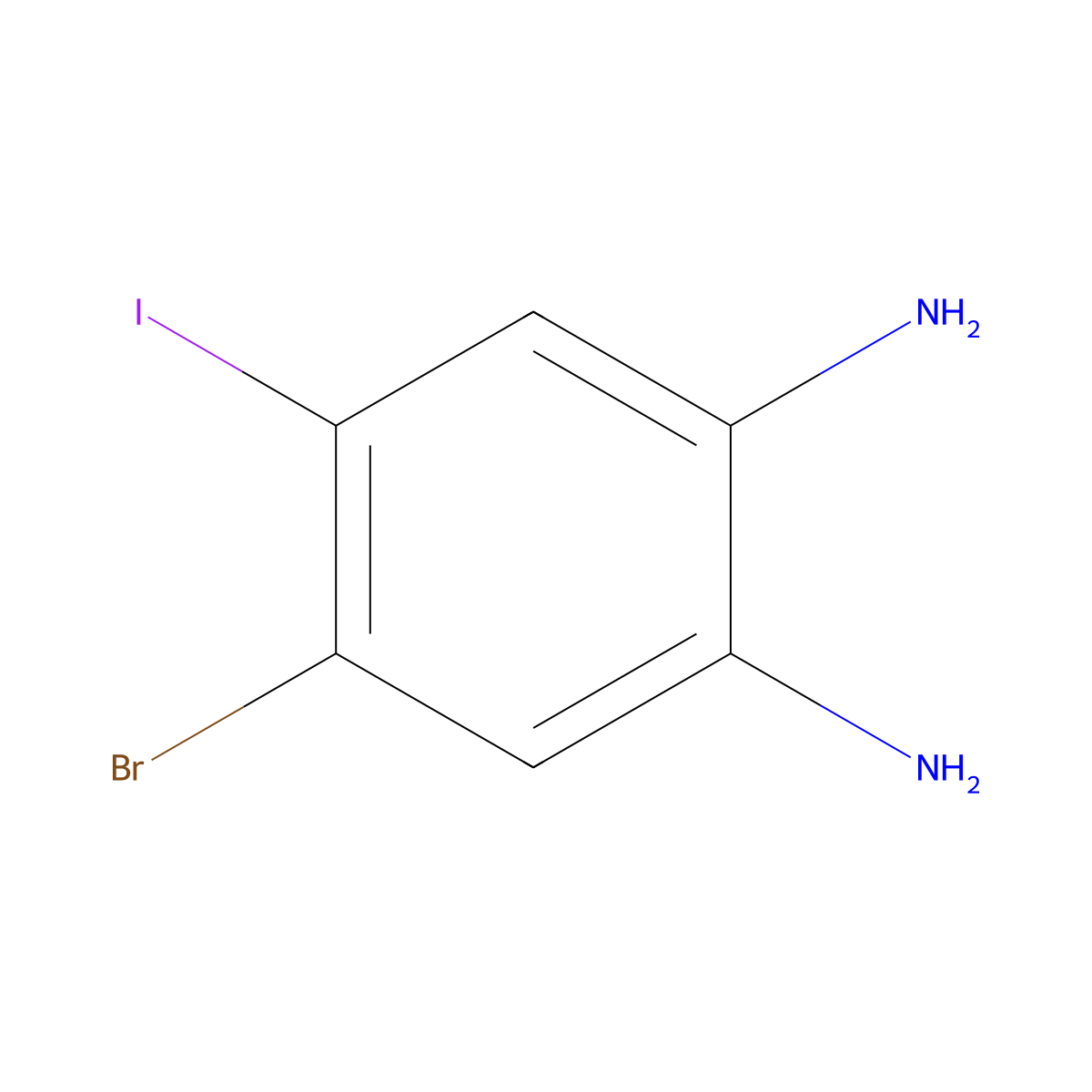 4-Bromo-5-iodobenzene-1,2-diamine molecular structure, CAS 2149591-36-4
