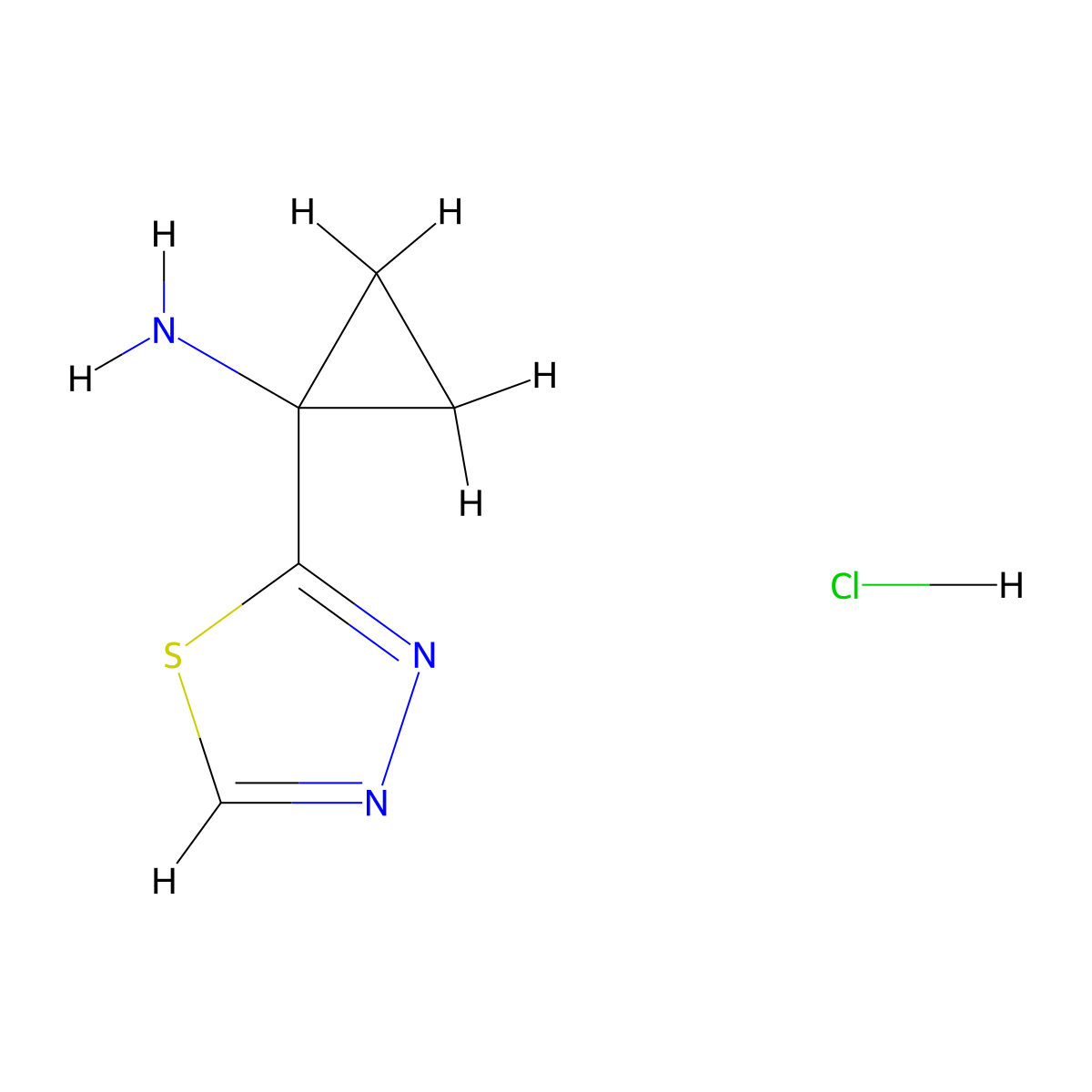 1-(1,3,4-Thiadiazol-2-yl)cyclopropanamine hydrochloride molecular structure, CAS 2149597-12-4