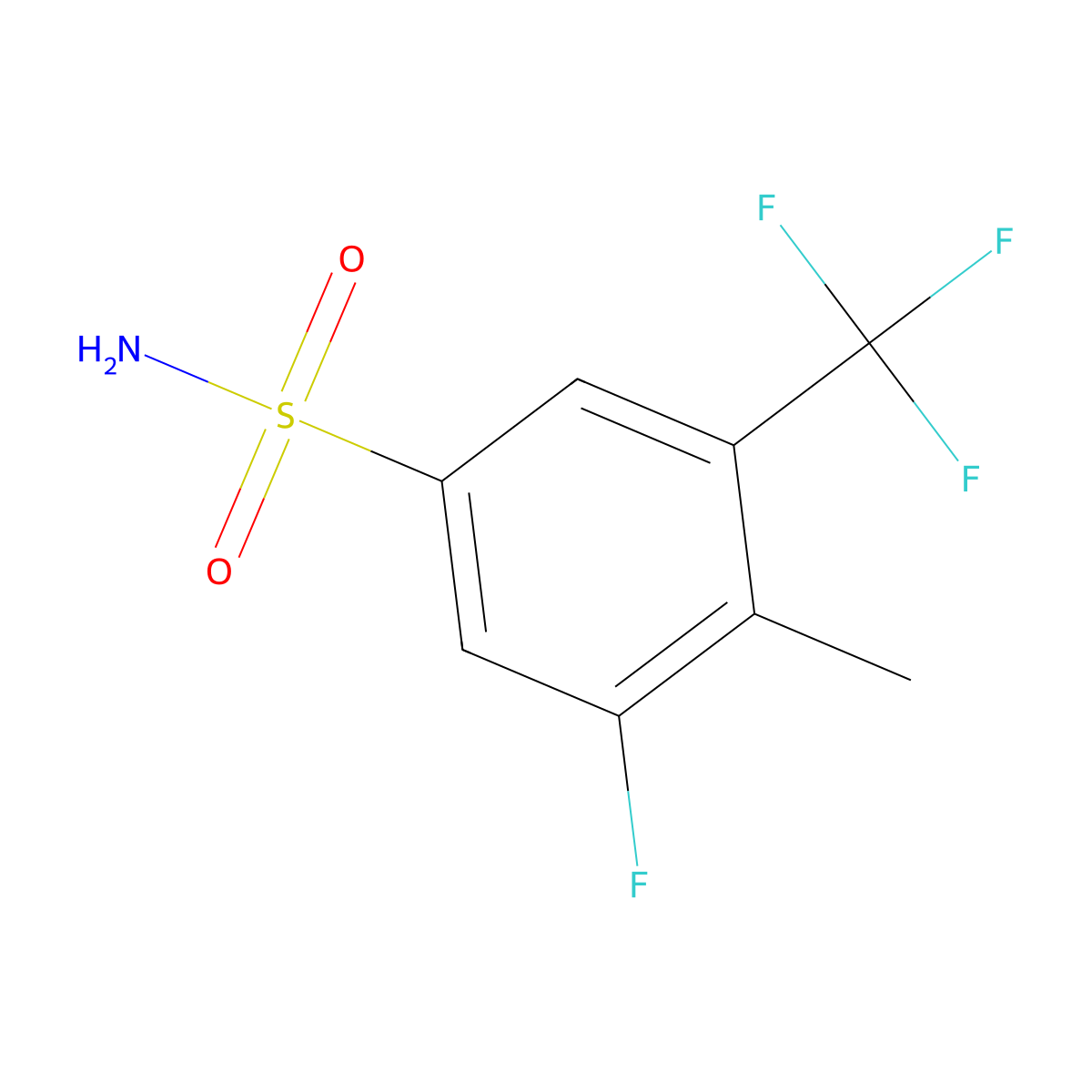 3-Fluoro-4-methyl-5-(trifluoromethyl)benzenesulfonamide molecular structure, CAS 2149597-25-9
