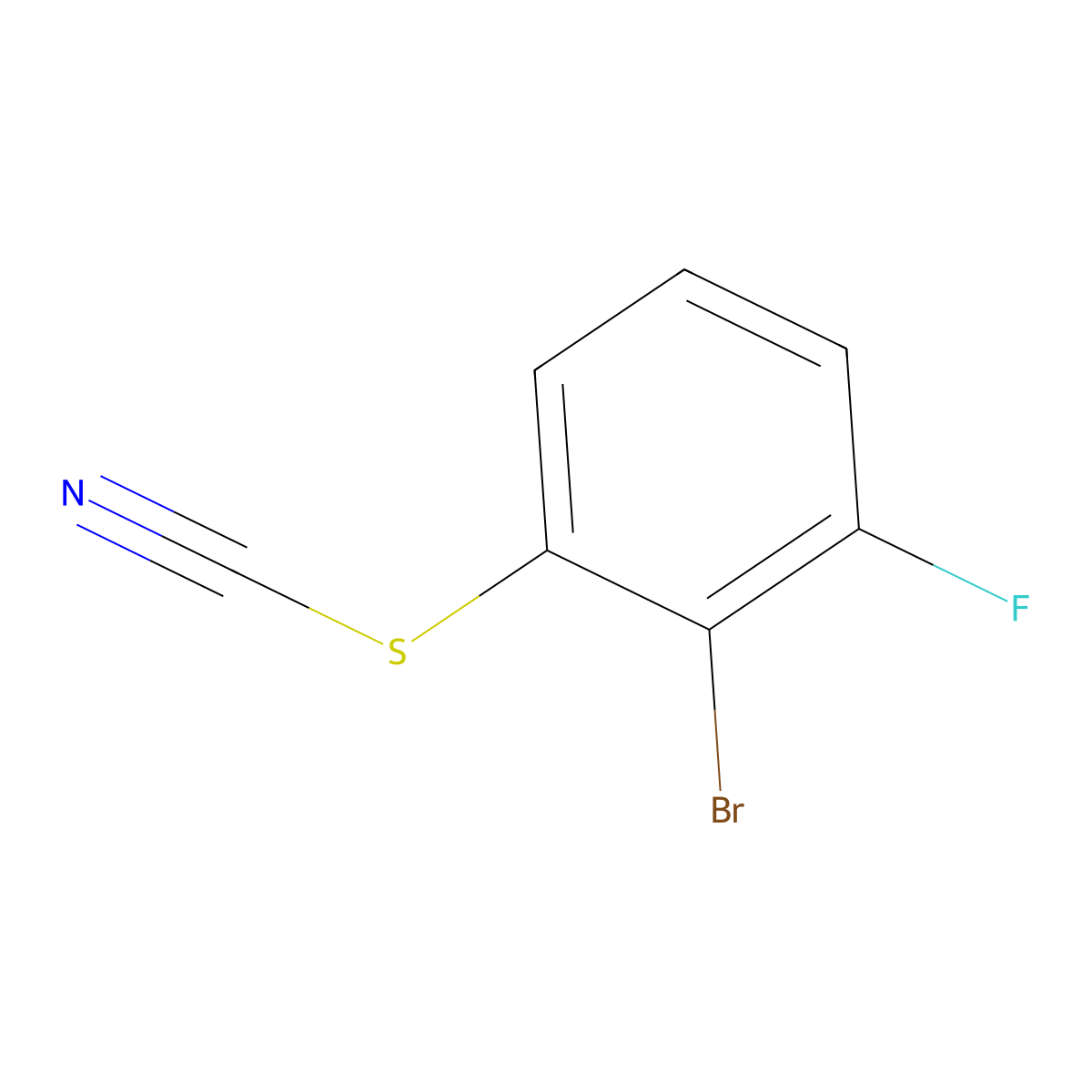 2-Bromo-3-fluorophenylthiocyanate molecular structure, CAS 2149597-43-1