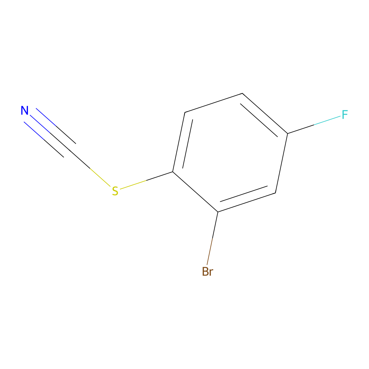 2-Bromo-4-fluorophenylthiocyanate molecular structure, CAS 2149597-67-9