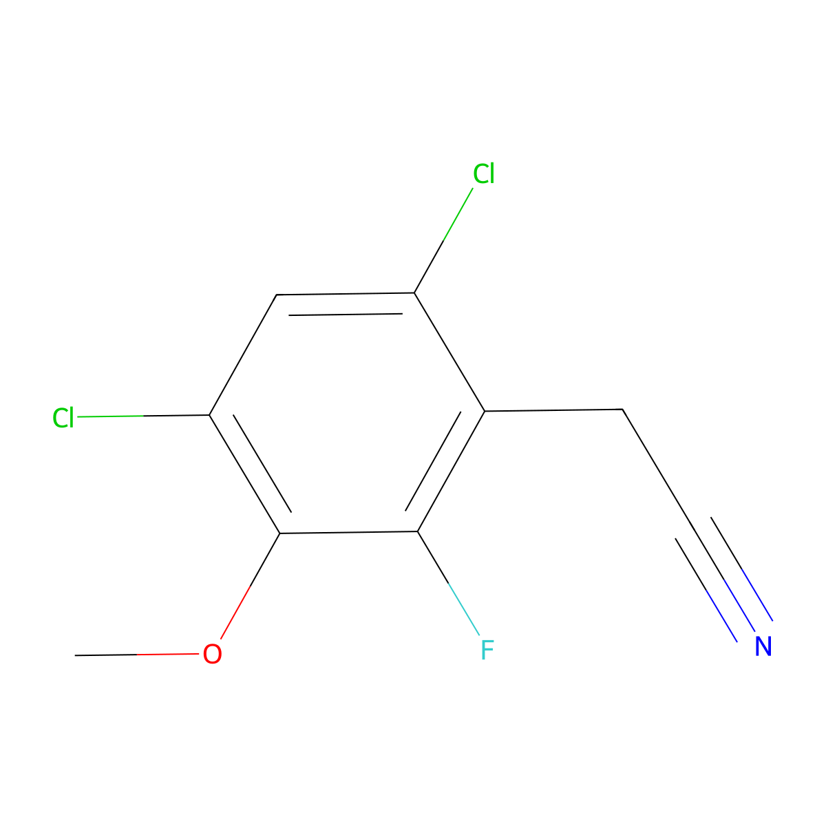 4,6-Dichloro-2-fluoro-3-methoxyphenylacetonitrile molecular structure, CAS 2149598-64-9