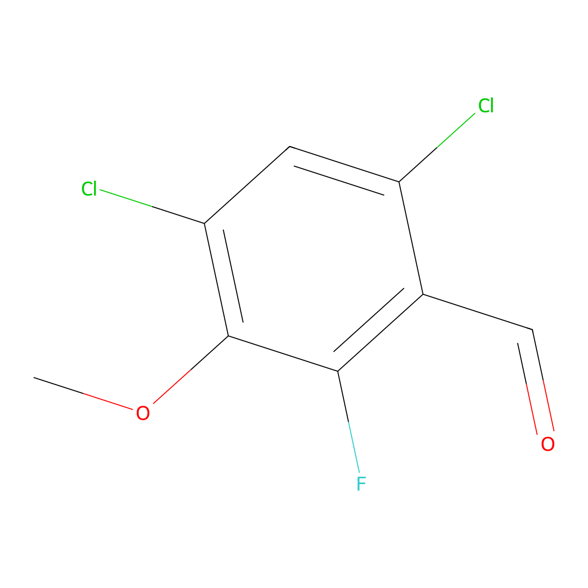 4,6-Dichloro-2-fluoro-3-methoxybenzaldehyde molecular structure, CAS 2149599-01-7