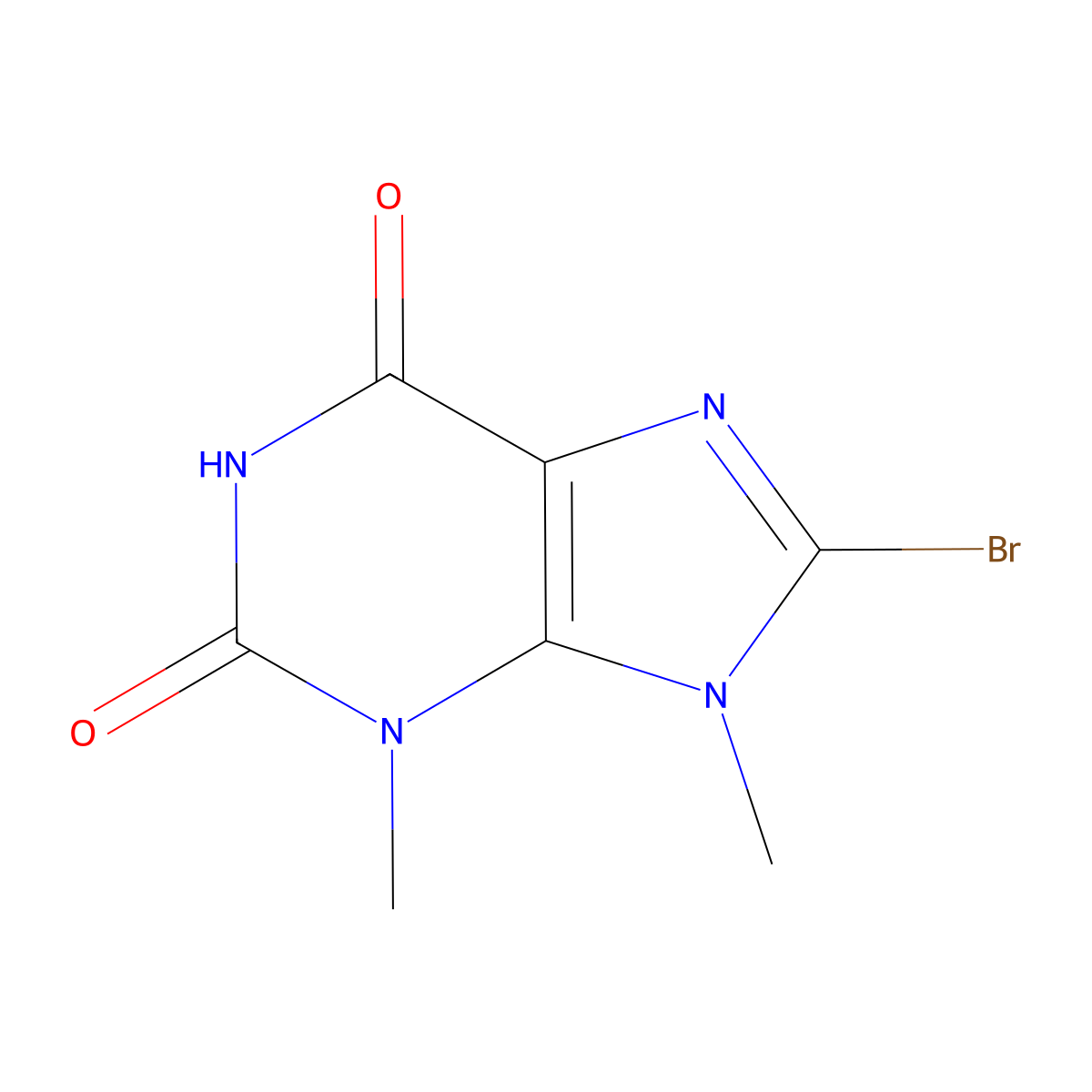 8-bromo-3,9-dimethyl-2,3,6,9-tetrahydro-1H-purine-2,6-dione molecular structure, CAS 214960-57-3