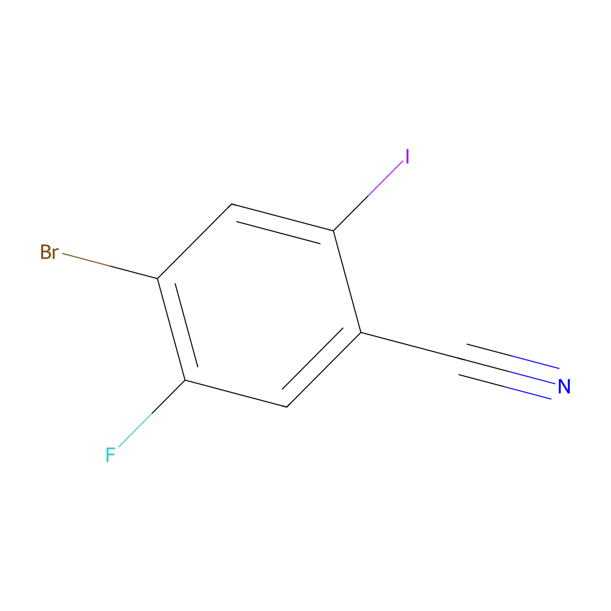 4-Bromo-5-fluoro-2-iodobenzonitrile molecular structure, CAS 2149601-45-4