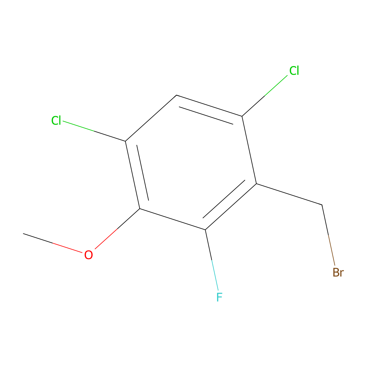 4,6-Dichloro-2-fluoro-3-methoxybenzyl bromide molecular structure, CAS 2149602-14-0