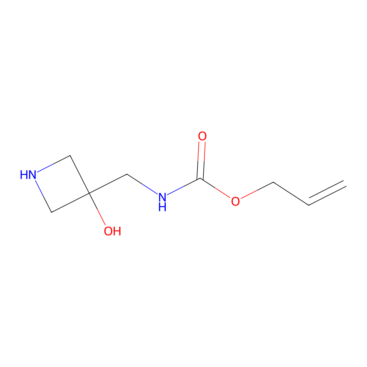 prop-2-en-1-yl N-[(3-hydroxyazetidin-3-yl)methyl]carbamate molecular structure, CAS 2149624-29-1