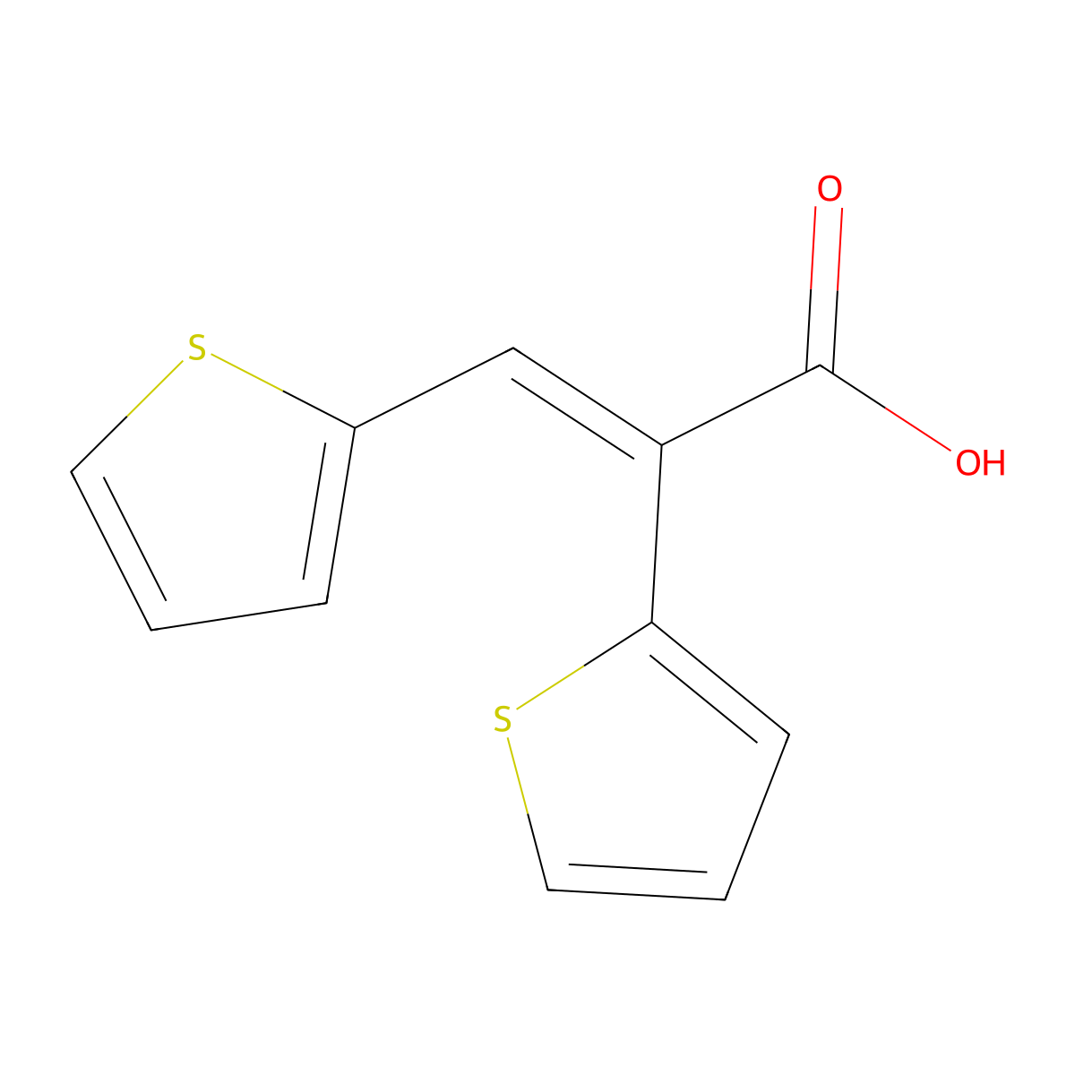 2,3-Dithiophen-2-ylprop-2-enoic acid molecular structure, CAS 21497-30-3