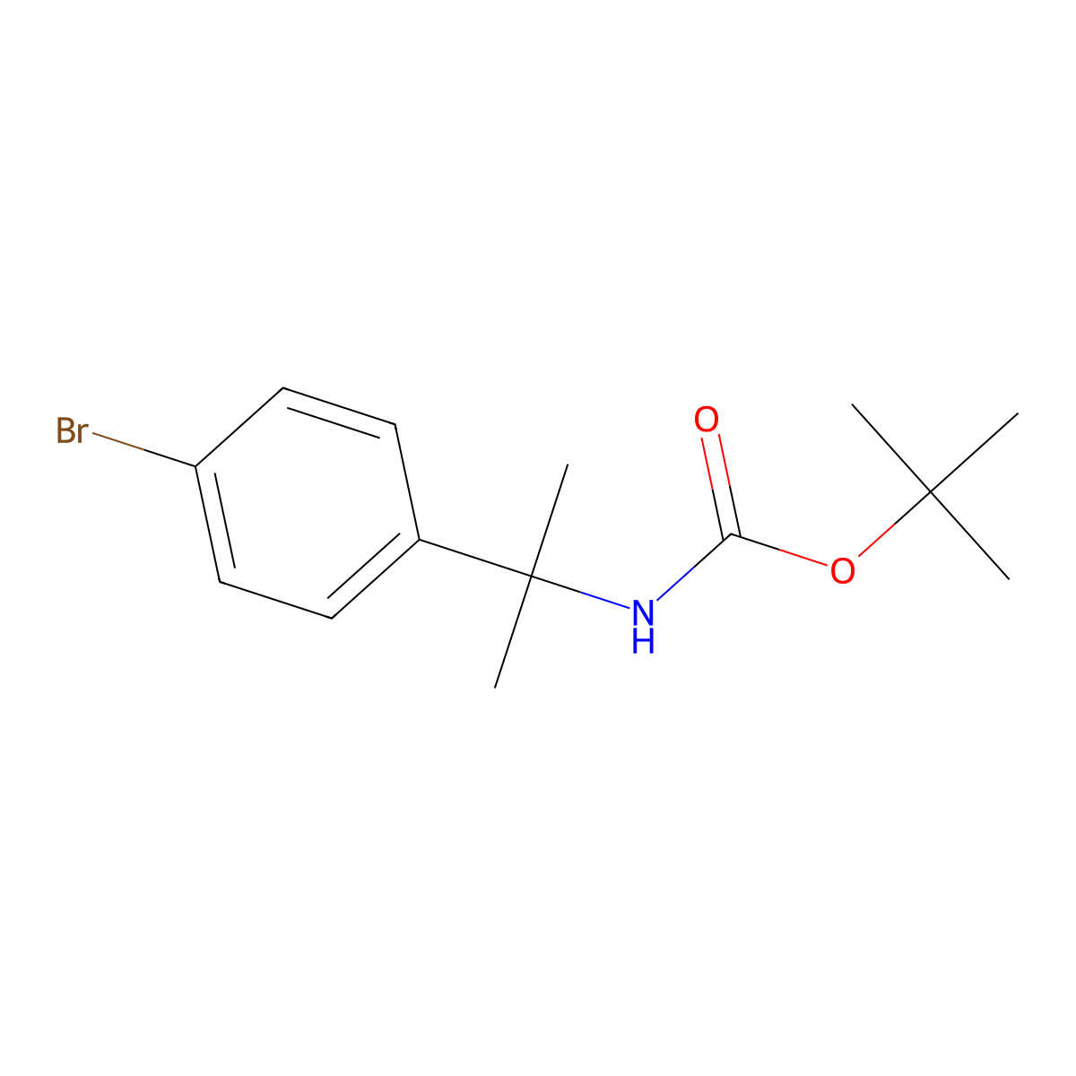 tert-Butyl 2-(4-bromophenyl)propan-2-ylcarbamate molecular structure, CAS 214973-83-8