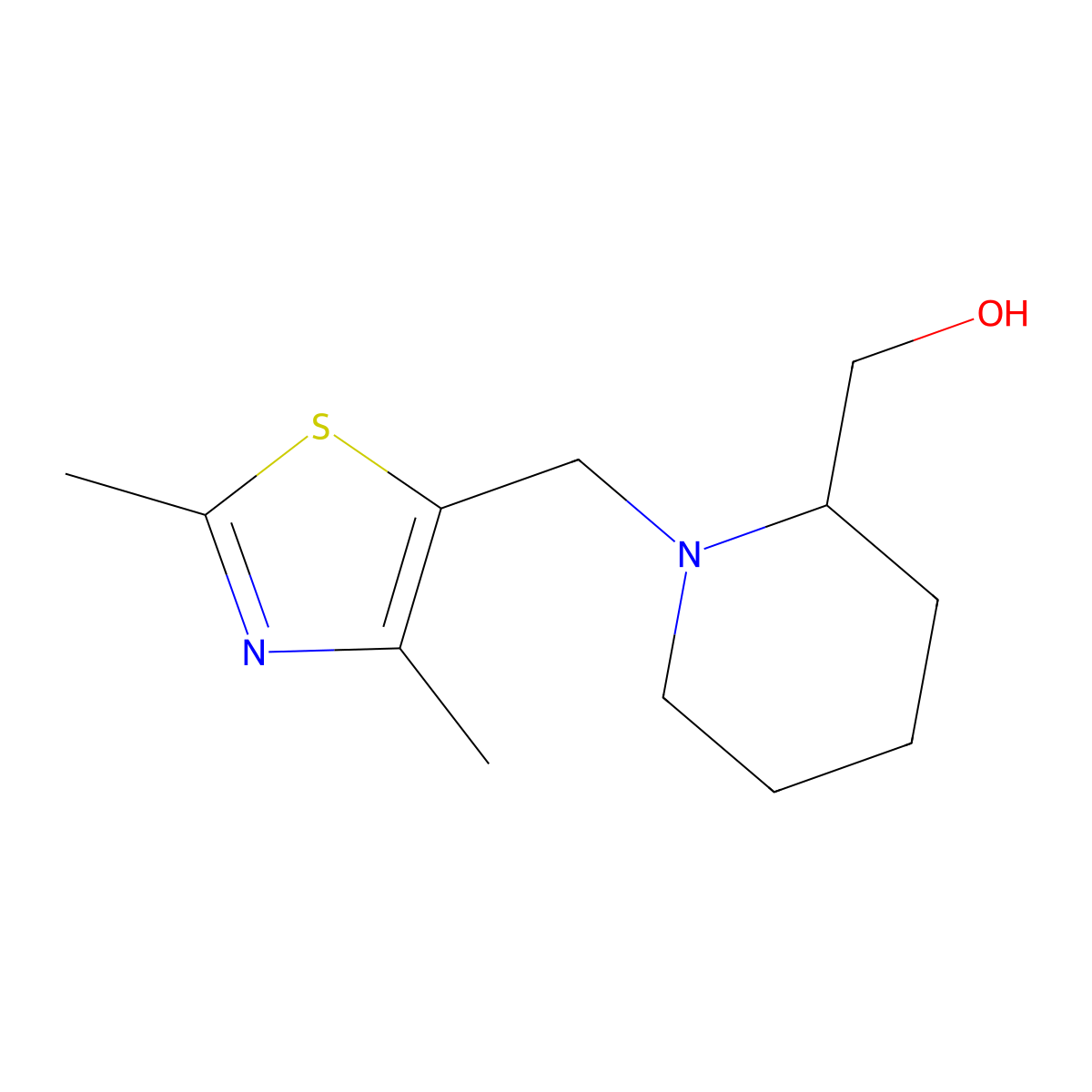 {1-[(2,4-Dimethyl-1,3-thiazol-5-yl)methyl]piperidin-2-yl}methanol molecular structure, CAS 2149752-03-2