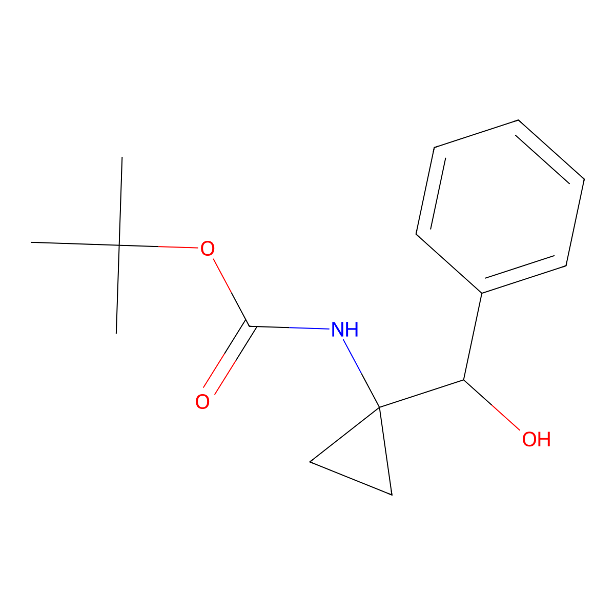tert-butyl N-{1-[hydroxy(phenyl)methyl]cyclopropyl}carbamate molecular structure, CAS 2149752-61-2