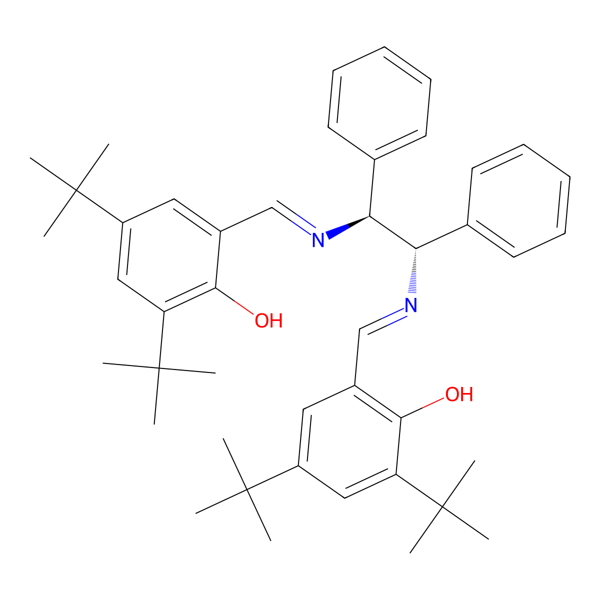 2,2'-[[(1S,2S)-1,2-Diphenyl-1,2-ethanediyl]bis(nitrilomethylidyne)]bis[4,6-bis(1,1-dimethylethyl)phenol] molecular structure, CAS 214976-78-0