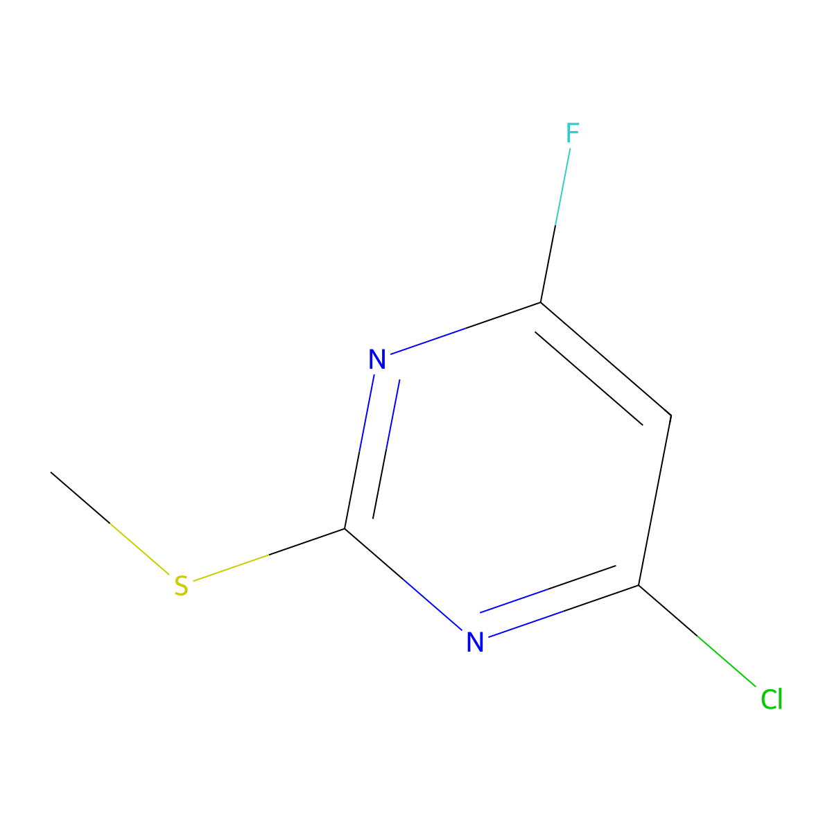 4-Chloro-6-fluoro-2-(methylsulfanyl)pyrimidine molecular structure, CAS 2149790-17-8