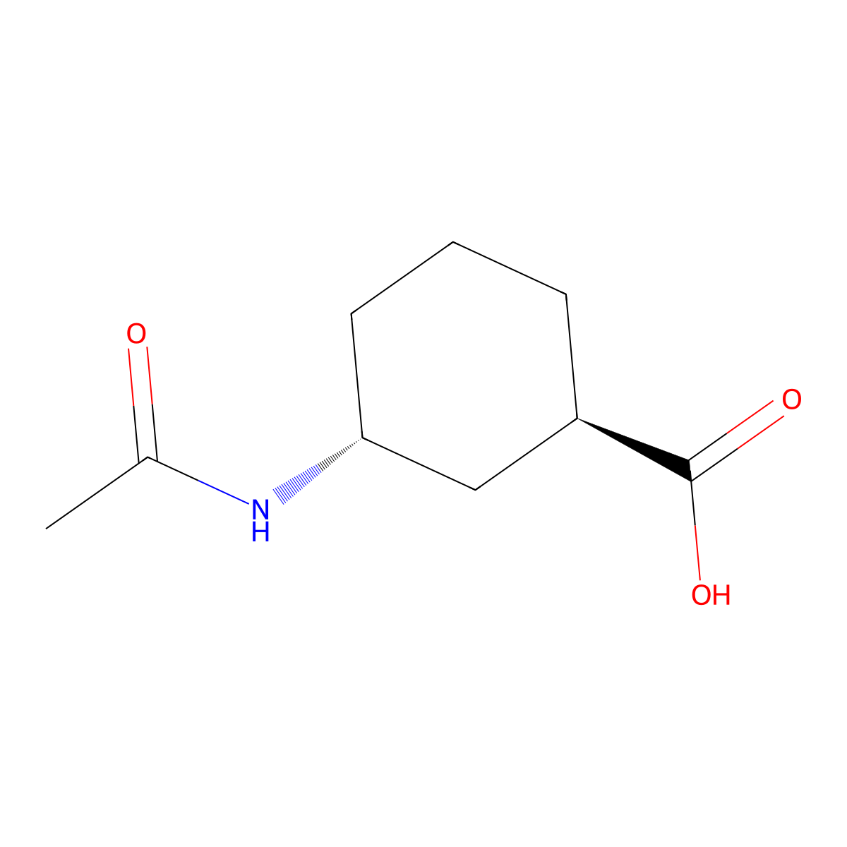 (1R,3R)-3-acetamidocyclohexane-1-carboxylic acid molecular structure, CAS 2149792-30-1