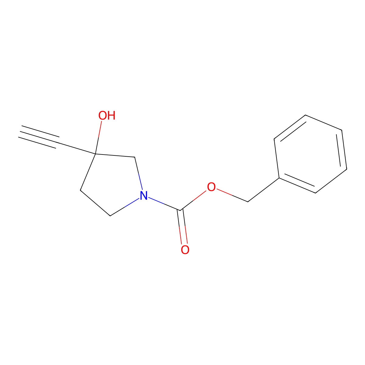 Benzyl 3-ethynyl-3-hydroxypyrrolidine-1-carboxylate molecular structure, CAS 2149813-17-0