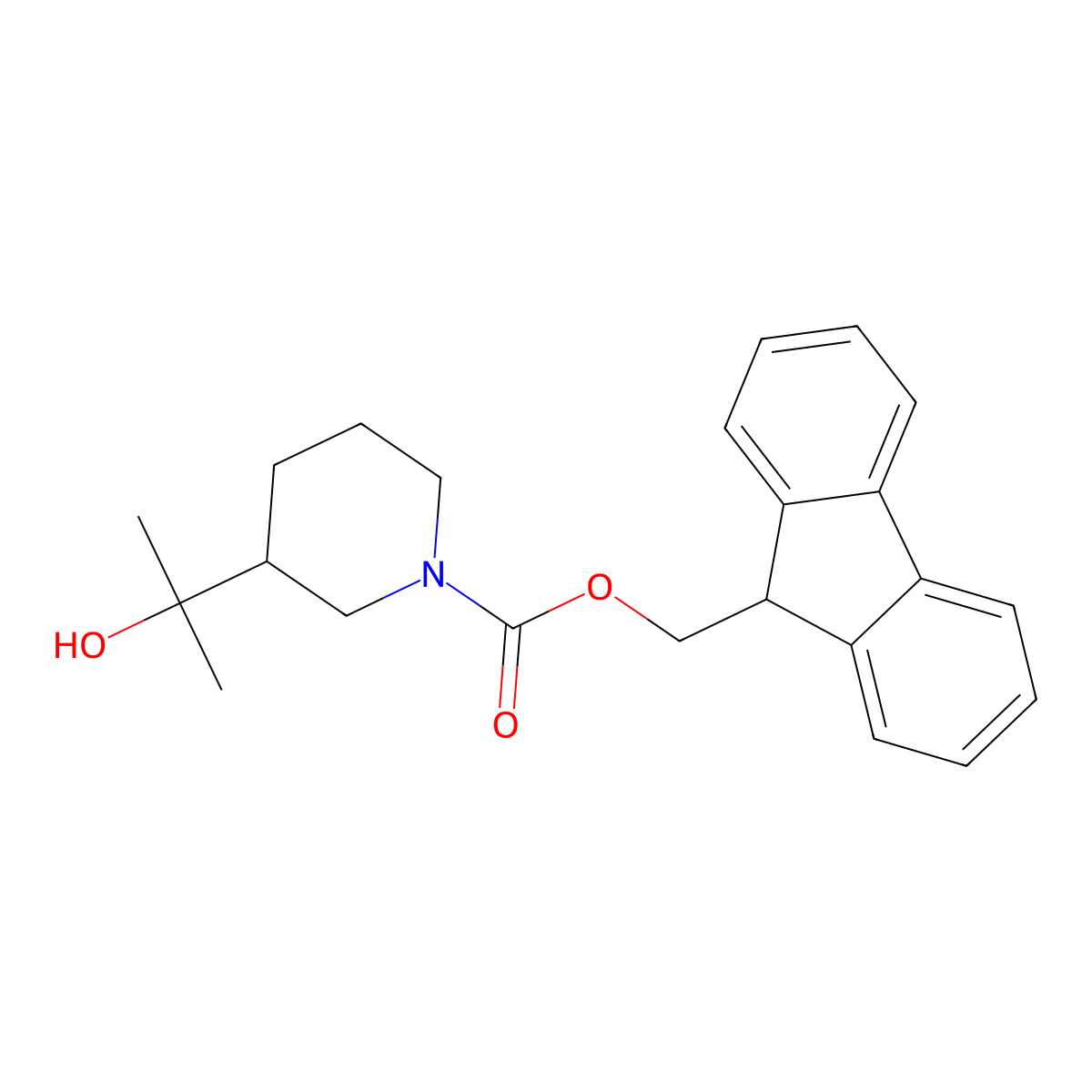 (9H-fluoren-9-yl)methyl 3-(2-hydroxypropan-2-yl)piperidine-1-carboxylate molecular structure, CAS 2149837-30-7