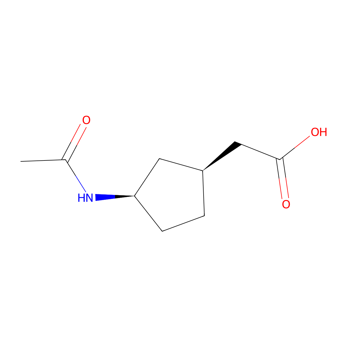 rac-2-[(1R,3S)-3-acetamidocyclopentyl]acetic acid molecular structure, CAS 2149883-92-9